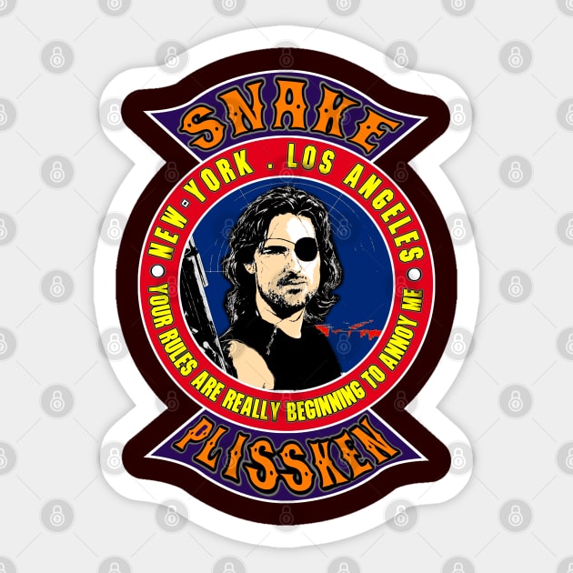 Snake Plissken Color Sticker by CosmicAngerDesign